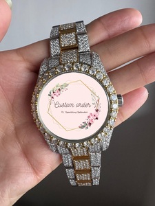 Montre personnalisée en diamant Moissanite VVS, mouvement mécanique, montre de luxe tendance, sertie de diamants, avec verre saphir pour homme - Product Image 6