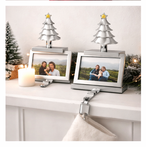 Wholesale Silver Metal 3D Christmas Tree <b>Stocking</b> <b>Holder</b> Heavy Duty Weighted Mantle Hanger Hook For Festive Holiday Party Decor - Product Image 3