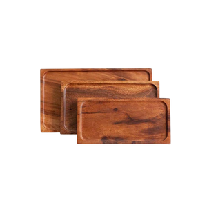 Plateau de service rectangulaire en bois d'acacia avec poignées métalliques pour la maison, les hôtels et les restaurants, pour servir des aliments, des collations et des boissons sur la table - Product Image 4