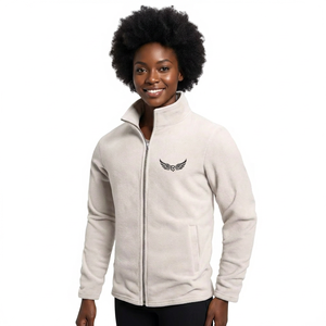 <b>Men's</b> Fleece Jacket Stand Collar Zipper Front Embroidery Solid Color Casual Autumn Wear Regular Fit <b>Long</b> Sleeve - Product Image 2