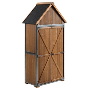 Armadio da Esterno con Telaio in Metallo 82 cm (L) x 53 cm (L) x 170 cm (A) - Casetta Porta Attrezzi da Giardino per Cortile, Patio e Prato - Product Image 1