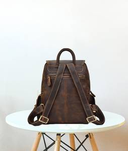 Elegant Vintage Leather <b>Backpack</b> Waterproof Anti-Theft Laptop Rucksack Genuine Leather Daypack LBP-0322 - Product Image 4