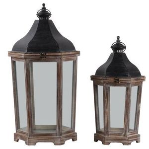 Fabricante de Faroles de Madera y Vidrio Pulido Oscuro Personalizados de Alta Gama, Diseño Antiguo en Madera de Mango - Product Image 4