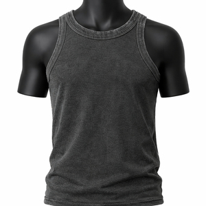 Custom logo 180g Gym Plus Size Cotton Solid Eco-Friendly Breathable O-Neck Sleeveless Casual <b>Tank</b> <b>Tops</b> <b>Men</b> Athletic Fitness - Product Image 4