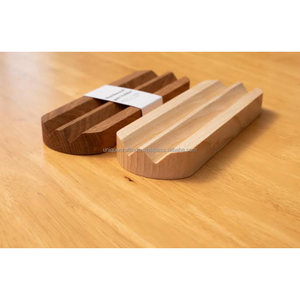 Soporte de papelería de madera minimalista hecho a mano, organizador de escritorio rectangular Delgado, borde redondeado, madera Natural para decoración de mesa - Product Image 3