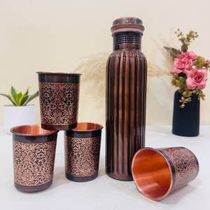Bouteille d'eau en cuivre avec finition martelée, design traditionnel chinois, portable, pour usage domestique - Product Image 4