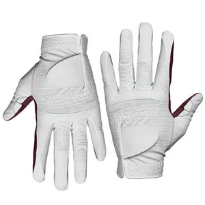 ถุงมือกอล์ฟคุณภาพดีเยี่ยม ระบายอากาศได้ดี สีขาวและสีแดงเลือดหมู แบบเต็มนิ้ว ทำจากหนังแพะ พร้อมบริการ OEM - Product Image 1