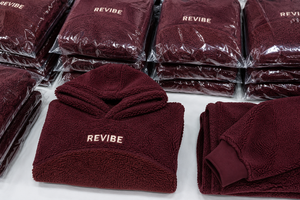 Custom <b>Mens</b> <b>Burgundy</b> Sherpa Fleece <b>Hoodie</b> Heavyweight Oversized Winter Pullover OEM Clothing Manufacturer - Product Image 6