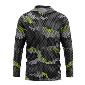 Sweat à capuche de pêche pour homme de qualité supérieure, bleu tie-dye, manches longues, impression par sublimation, séchage rapide, UPF 50, respirant - Product Image 2