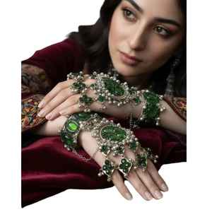 Lo Último en Joyería para Bodas, Brazalete Hecho a Mano con Piedras de Colores del Estilo Tribal Afgano Kuchi, Conjuntos de Joyería de Moda - Product Image 1