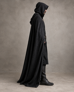 Cape à capuche unisexe noire médiévale, longue cape gothique, costume de Renaissance LARP, sorcier, sorcière, traître, Halloween, fantaisie, polyester - Product Image 3