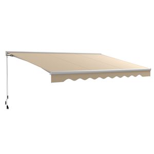 Tenda da Sole Elettrica Bianca Crema 16.5x10 LED con Telecomando per Esterni, Bracci Pieghevoli, Materiale PVC, Estensibile fino a 5m - Product Image 1