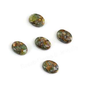 Mohave Natural <b>Peridot</b> Copper Composite 10x14mm Oval Flatback High Polish Smooth Loose Gemstone Cabochon Jewelry Making Pendants - Product Image 6