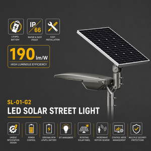 ไฟถนนโซลาร์เซลล์ LED สีเทา 5000k แสงเดย์ไลท์ โมโน SI IP66 อะลูมิเนียม PC - Product Image 2