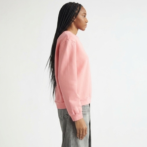 Oversized Crew Neck <b>Sweatshirt</b> Solid <b>Pink</b> Cotton Pullover Casual Streetwear Autumn Wear Unisex Regular Fit - Product Image 3