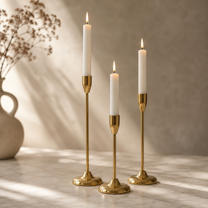 Modern <b>Brass</b> <b>Candlestick</b> <b>Holder</b> Set Durable Home Decoration Elegant Gold Finished Three Sizes for Table Centerpiece <b>Candlestick</b> - Product Image 5