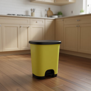 Poubelle à pédale CUBO 27L jaune avec couvercle noir à ouverture rabattable, capacité de 27 litres, ouverture par pédale - Product Image 2