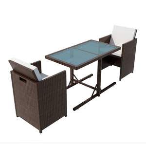 Ensemble de jardin marron et blanc crème avec table et chaise - Product Image 2