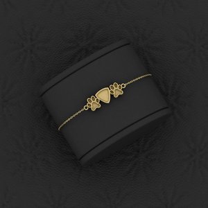 Christmas Solid 925 Sterling Silver Trillion <b>Dog</b> Pow Bracelet Premium Quality Good Ashes Resin Work Keepsake <b>Jewelry</b> Finding - Product Image 1