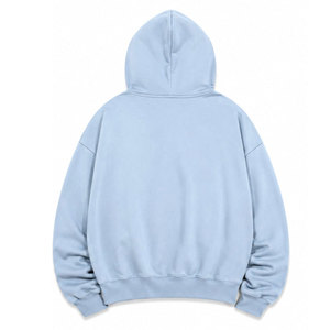 Sudadera con capucha para hombre, azul claro, con cremallera, corte holgado, estampado gráfico frontal, algodón French Terry, informal, para otoño, con capucha y manga regular - Product Image 3