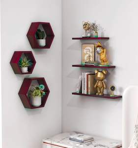 Wooden Floating <b>Wall</b> <b>Shelves</b> for Living Room <b>Wall</b> <b>Mounted</b> Set of 6 Hexagon <b>Shelves</b> for Photos Plants and <b>Wall</b> Decor Honeycomb - Product Image 3