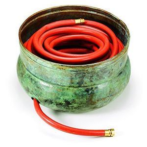 Contenedor para Manguera de Jardín con Patina Verde y Orificio de Salida, Organizador Rústico para Tuberías de Agua en Exteriores - Product Image 1