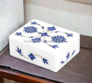 Boîte à bijoux artisanale en marbre naturel, fabriquée à la main, peinte à la main, traditionnelle, durable, décorative, pour femmes, mariage - Product Image 3