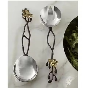 Elegant Stainless Steel Metal Salad Serving Set for Luxury <b>Buffet</b> and <b>Table</b> Presentation - Product Image 4