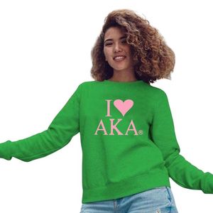Sudadera AKA con Cuello Redondo, Estampado Gráfico Verde y Rosa de Pakistán, Sudadera Personalizada para Hermandades Griegas - Product Image 1