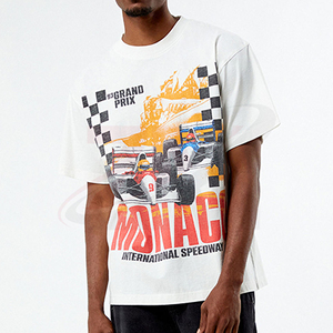 Camiseta Blanca de Manga Corta para Hombre, Personalizada con Estampado del Gran Premio de Mónaco, Cuello Redondo, Algodón Jersey, Corte Regular - Product Image 3