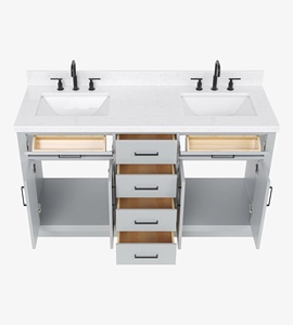 Meuble sous-vasque double pour salle de bain Timothy de 60 pouces, vente en gros, 9 options de finition, fabricant OEM Vietnamien - Product Image 5