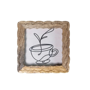 Cadre photo moderne en bois de manguier sculpté à la main avec motif floral et finition blanchie vieillie - Product Image 6