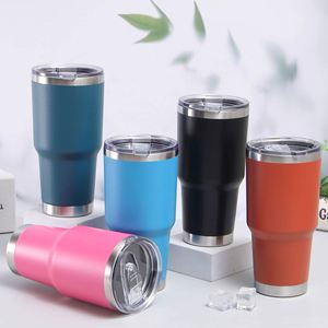 แก้วกาแฟแบบมีหูจับ ขนาด 20 ออนซ์ 30 ออนซ์ เคลือบสีฝุ่น ผนังสองชั้น เก็บอุณหภูมิ แก้วน้ำสแตนเลสแบบพกพา ขนาด 20 ออนซ์ พร้อมโลโก้สั่งทำ ขายส่ง - Product Image 1