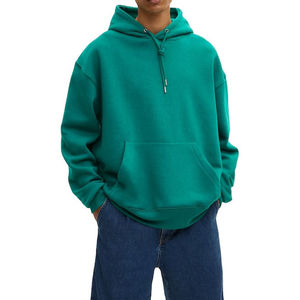 Sweat-shirt à capuche vert émeraude pour homme, coupe ample, en molleton de coton, décontracté, avec poche avant, pour l'automne - Product Image 1