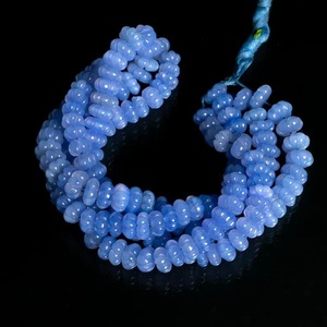 Natural Blue Chalcedony Carved Rondelle Melon Shape <b>Beads</b> 8-9mm Chalcedony Gemstone <b>Beads</b> For Jewelry Making At Wholesale Price - Product Image 3