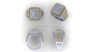 Anillo de cóctel geométrico para hombre de plata 925 con baño de rodio y pavé de moissanita, ideal para cumpleaños, bodas y aniversarios. - Product Image 2