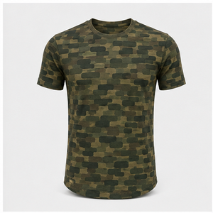 Camiseta de Manga Corta para Hombre con Estampado de Camuflaje Personalizado de Pino y Olivo, Cuello Redondo, MTS-CAMO-0003 - Product Image 1