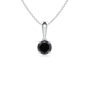 Pendentif solitaire minimaliste rond en diamant noir naturel, à porter tous les jours, bijoux unisexe, or 10K 14K 18K, argent 925 935 - Product Image 3