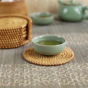 Sous-verres de style classique naturel du Vietnam avec support napperons en rotin tissé tapis de table antidérapants pour pot boissons service à thé sous-verre - Product Image 6