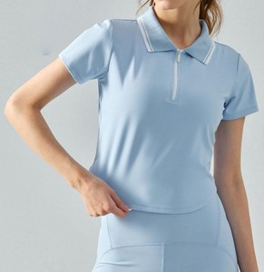 Women's White Short Sleeve Polo Shirt With Half Zipper <b>Preppy</b> Style Quick Dry Knitted Fabric Solid Color Tennis Golf <b>Top</b> - Product Image 2