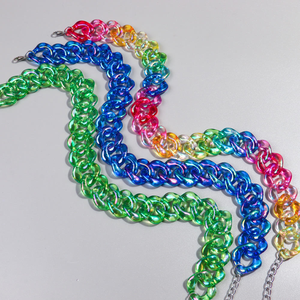 Deslumbrante Collar de Resina Láser de Alta Calidad, Colorido, con Eslabones Grandes y Degradados, Cadena Acrílica, Collar para Mujer, JOYERÍA 2024 - Product Image 2