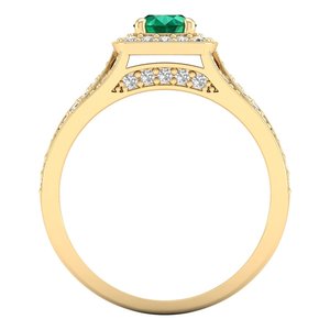 แหวนหมั้นเพชรสีเขียวมรกตสีทอง14K ทำด้วยมือปรับแต่งได้ - Product Image 4