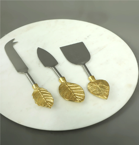 Stainless Steel & Brass <b>Cheese</b> <b>Set</b> Stem And Leaf Design Handle Home Kitchen Wedding and Gifting in Lowest Price - Product Image 5