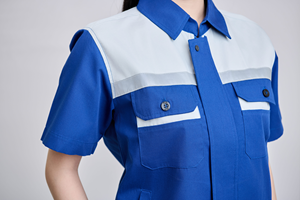 Ensemble de vêtements de travail haute visibilité pour hommes FMF - Tissu TC respirant, durable, infroissable et lavable, bleu-gris, manches courtes - Product Image 4