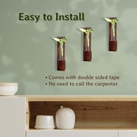 Lot de 2 supports muraux modernes en bois écologiques pour plantes, pour la décoration du salon/bureau, avec ruban adhésif double face lavable