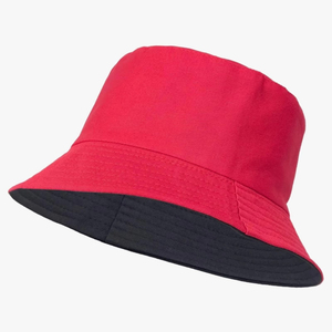 Red Cotton Bucket Hat With White Design Print Front Panel Unisex Casual Spring Summer Adult Wear - Product Image 2