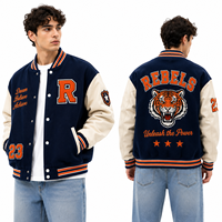 Blouson Bomber de Football Universitaire Col Montant Boutons Pression sur le Devant Couleur et Logo Personnalisables Coupe-Vent Durable pour Équipes Scolaires et Sportives