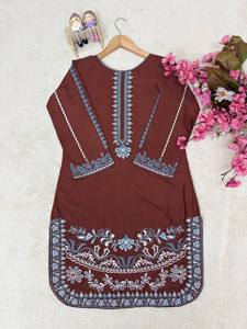 Ensemble Salwar Kameez brodé pour femmes, Kurta à manches longues, pantalon Palazzo, tenue ethnique pakistanaise - Product Image 5