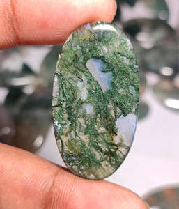 Cabujón de piedras preciosas sueltas de ágata musgo Natural, forma de mezcla pulida, cabujón para hacer todos los tamaños de cristal de colgantes de joyería, piedras preciosas - Product Image 2