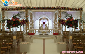 Decoración de Boda Estilo Manavarai de Sri Lanka, Mandap con Temática del Sur de la India, Impresionante Decoración de Mandap para Bodas en el Reino Unido - Product Image 5